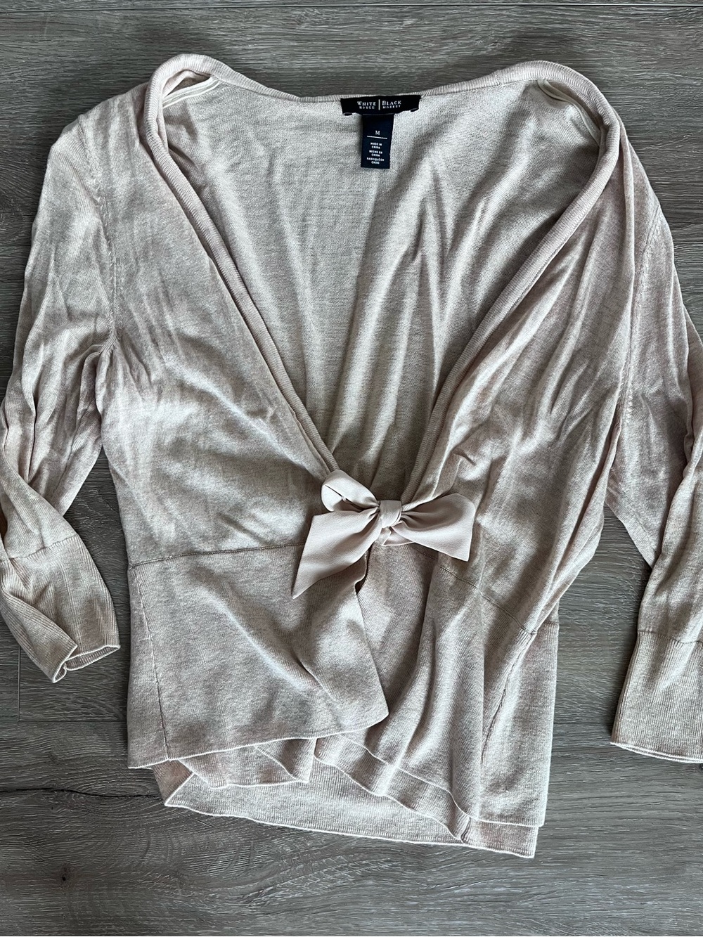 White House Black Market cream Tie-Front Wrap Top Size M
